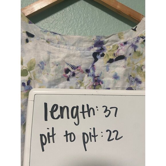 J Jill Women's Floral 100% Linen Midi Dress Size Large Missy - Picture 9 of 9